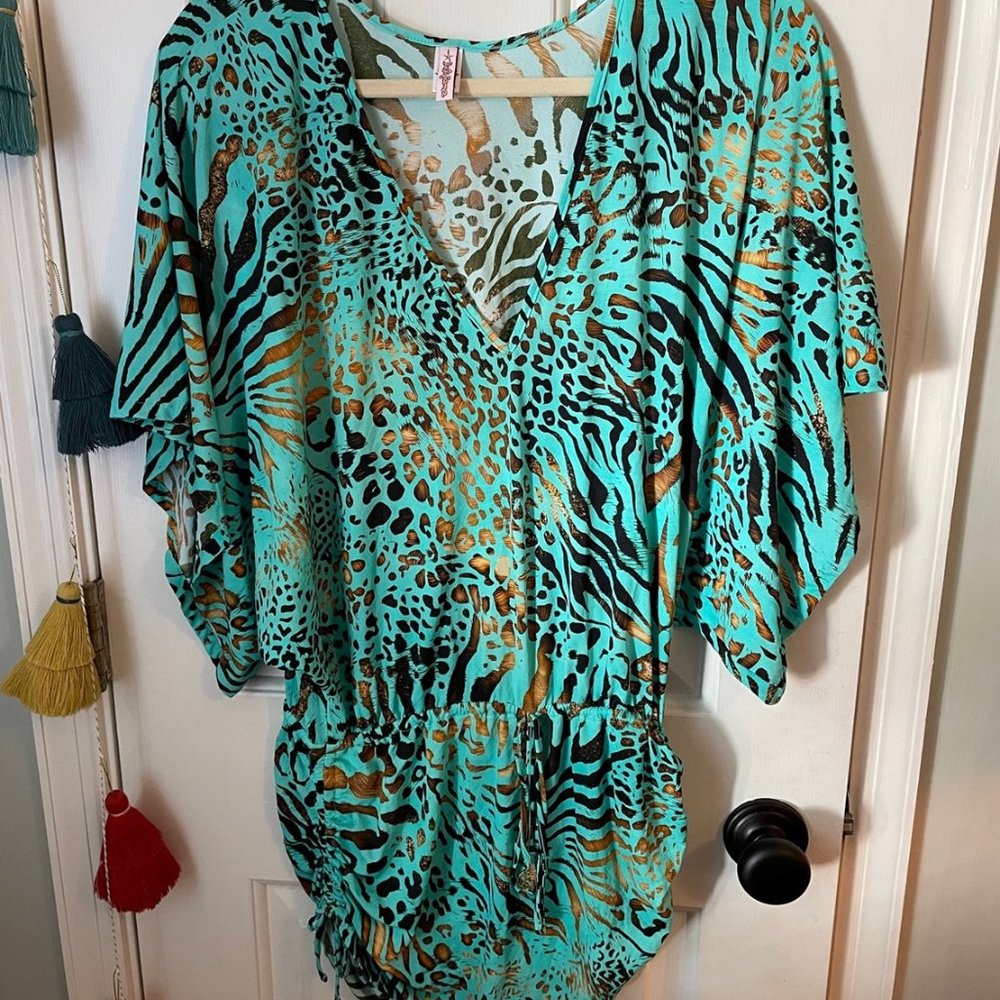 Luli Fama Cabana V Neck Mini Dress "Force of Nature" SZ XS